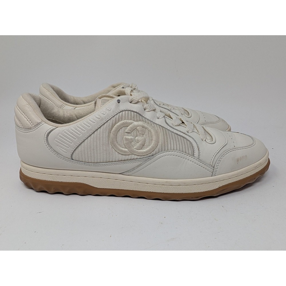 Gucci Mac80 Shoes Mens Size 10 White Leather Gum Sole Casual Ace Logo Sneakers